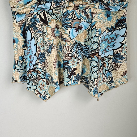 J.T.B. Babydoll Wrap Top Womens Large Flutter Sleeve Handkerchief Hem Boho Print - Picture 4 of 7